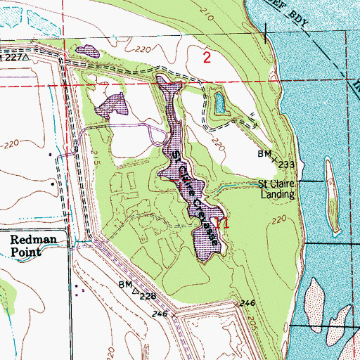Topographic Map of Saint Claire Crevasse, AR