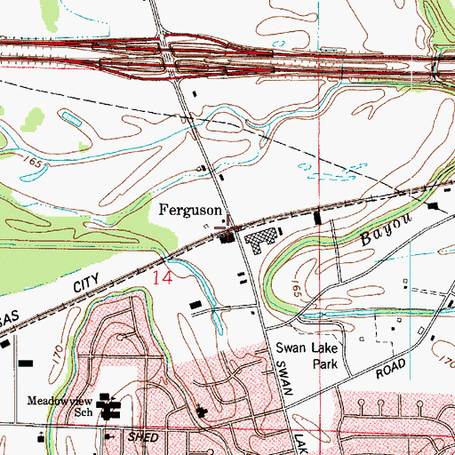 Topographic Map of Ferguson, LA
