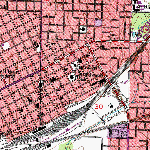 Topographic Map of Saint Edwards School, AR