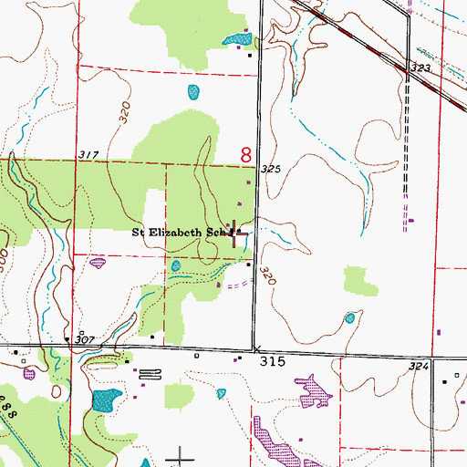 Topographic Map of Saint Elizabeth School, AR