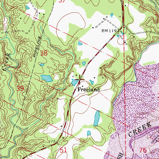 Topographic Map of Freeland, LA