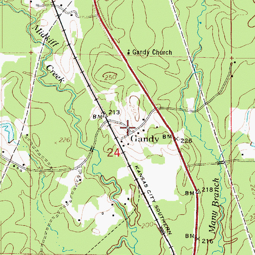 Topographic Map of Gandy, LA