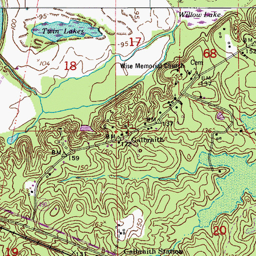 Topographic Map of Galbraith, LA