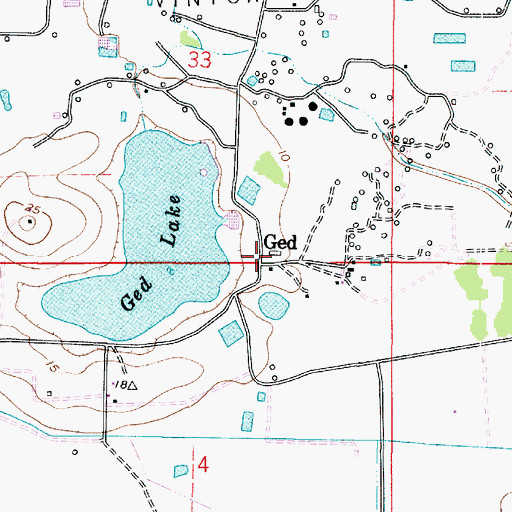 Topographic Map of Ged, LA