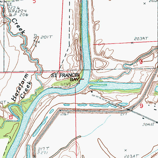 Topographic Map of Saint Francis Bay, AR