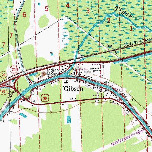 Topographic Map of Gibson, LA