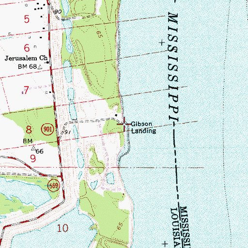 Topographic Map of Gibson Landing, LA