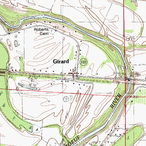 Topographic Map of Girard, LA