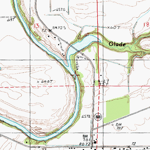 Topographic Map of Glade Bayou Landing, LA