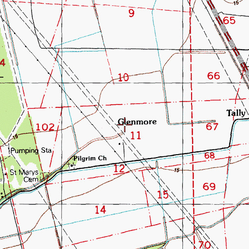 Topographic Map of Glenmore, LA