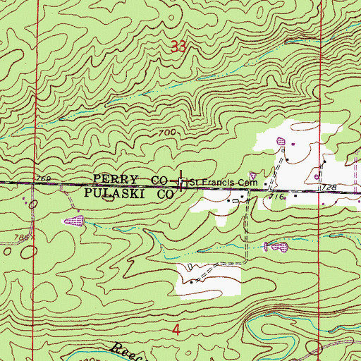Topographic Map of Saint Francis Cemetery, AR
