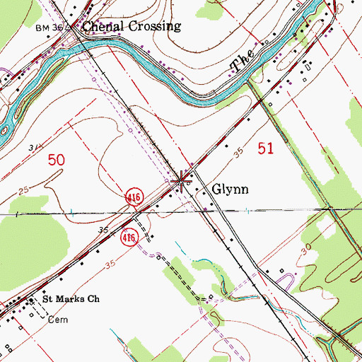 Topographic Map of Glynn, LA