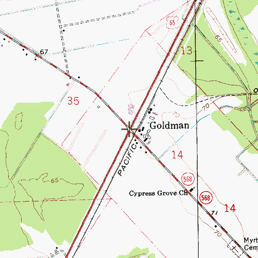 Topographic Map of Goldman, LA