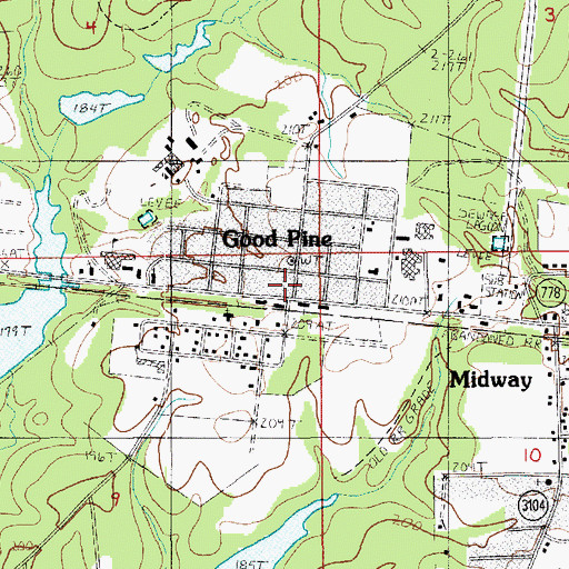 Topographic Map of Good Pine, LA