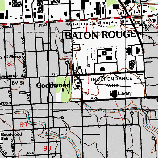 Topographic Map of Goodwood, LA