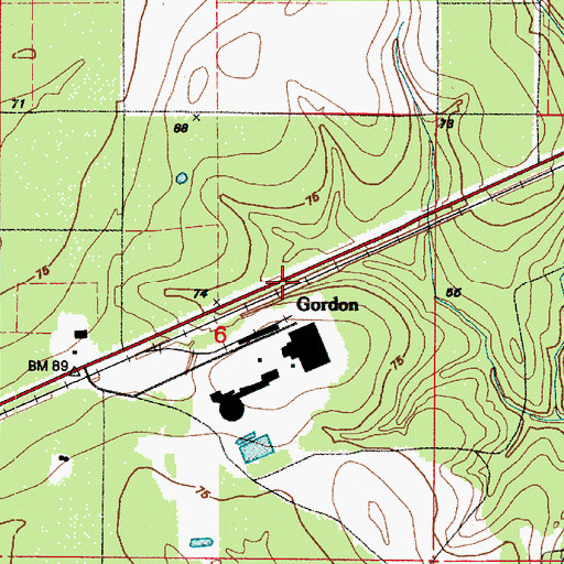 Topographic Map of Gordon, LA