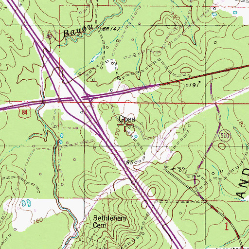 Topographic Map of Goss, LA