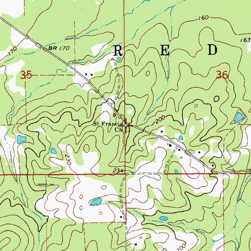 Topographic Map of Saint Francis Church, AR