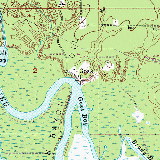 Topographic Map of Goss, LA