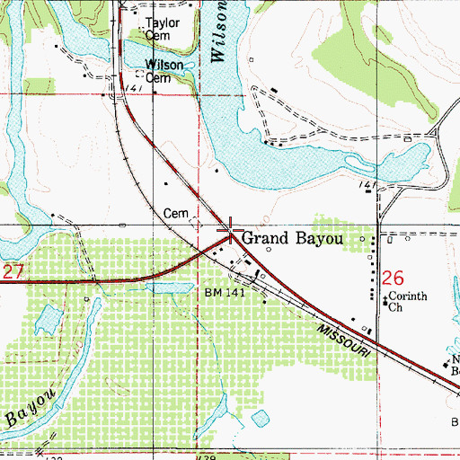 Topographic Map of Grand Bayou, LA