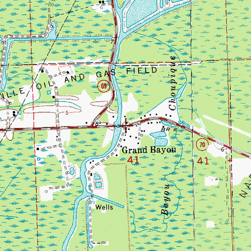 Topographic Map of Grand Bayou, LA