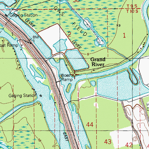 Topographic Map of Grand River, LA