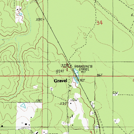Topographic Map of Gravel, LA