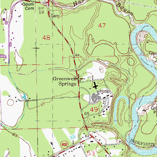 Topographic Map of Greenwell Springs, LA