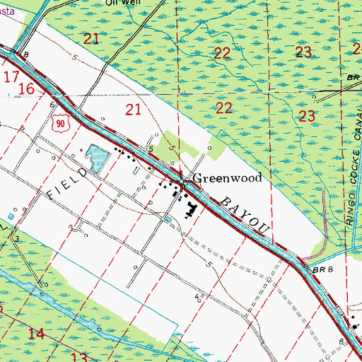 Topographic Map of Greenwood, LA