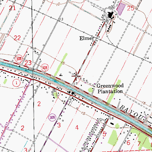 Topographic Map of Greewood Plantation, LA