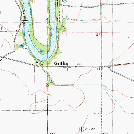 Topographic Map of Griffin, LA