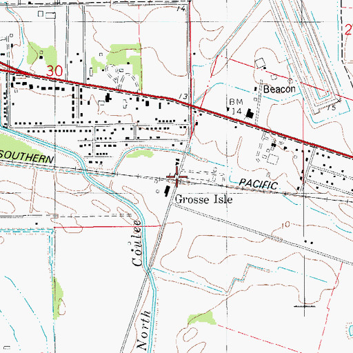 Topographic Map of Grosse Isle, LA
