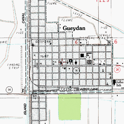 Topographic Map of Gueydan, LA
