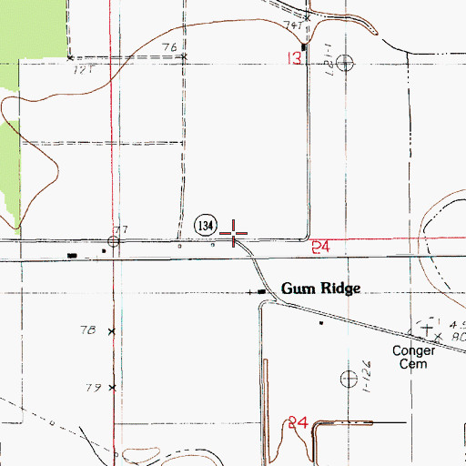 Topographic Map of Gum Ridge, LA