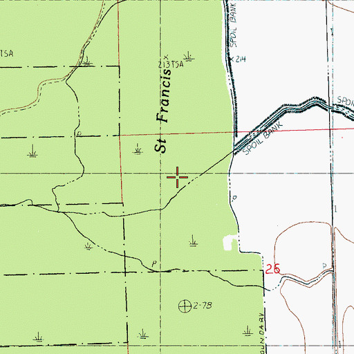 Topographic Map of Saint Francis Lake, AR