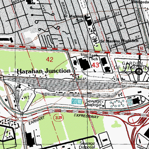 Topographic Map of Harahan Junction, LA