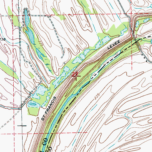 Topographic Map of Saint Francis Levee, AR