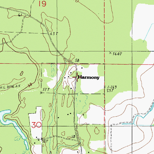 Topographic Map of Harmony, LA