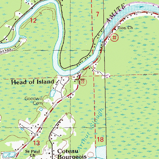 Topographic Map of Head of Island, LA