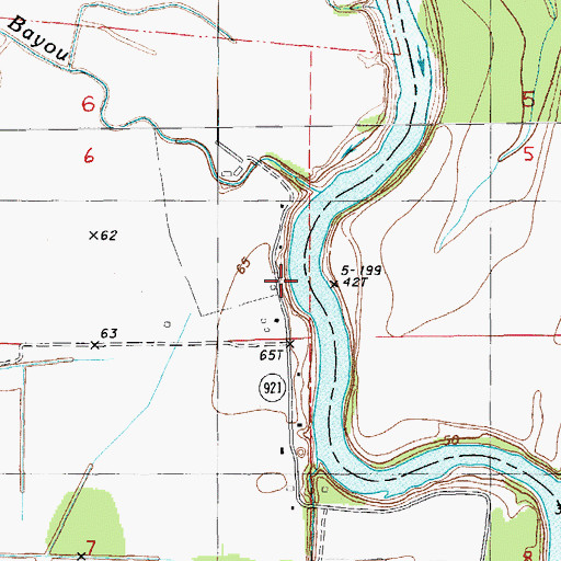 Topographic Map of Hedgeland Landing, LA