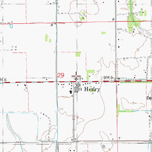 Topographic Map of Henry, LA