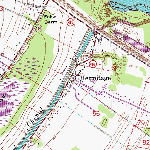Topographic Map of Hermitage, LA