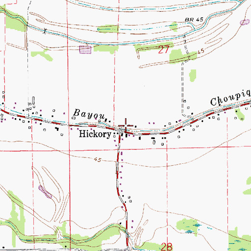 Topographic Map of Hickory, LA