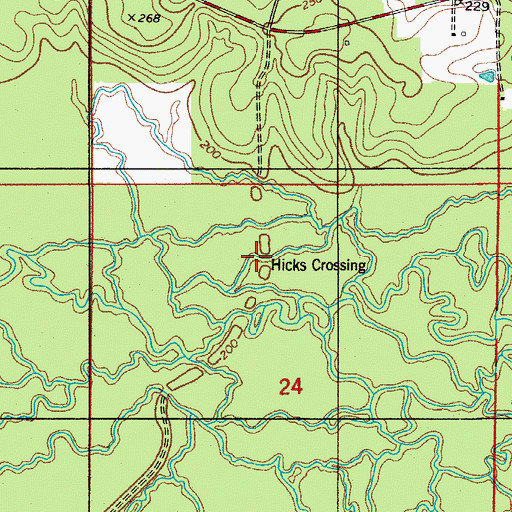 Topographic Map of Hicks Crossing, LA