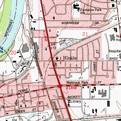 Topographic Map of Hinkle, LA