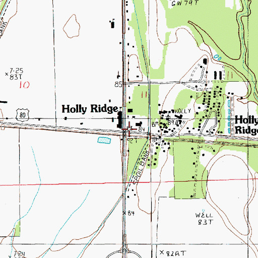 Topographic Map of Holly Ridge, LA