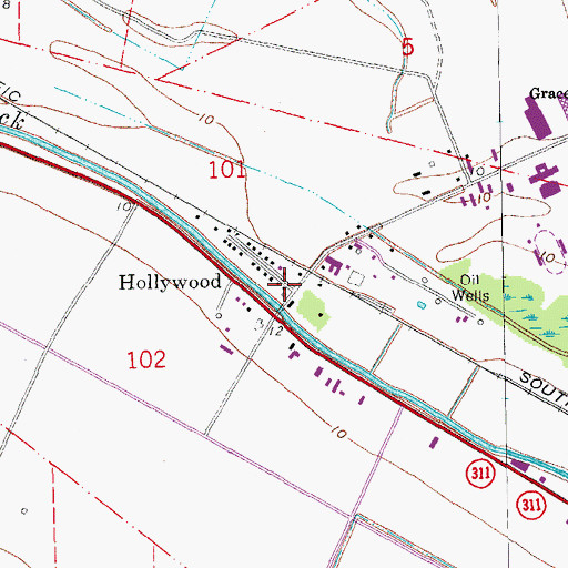 Topographic Map of Hollywood, LA