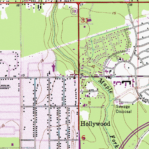 Topographic Map of Hollywood, LA
