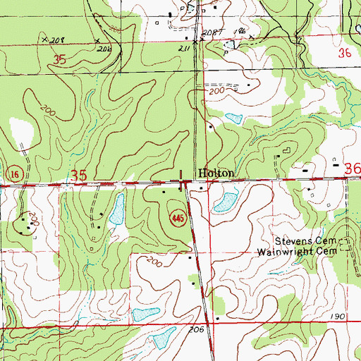 Topographic Map of Holton, LA