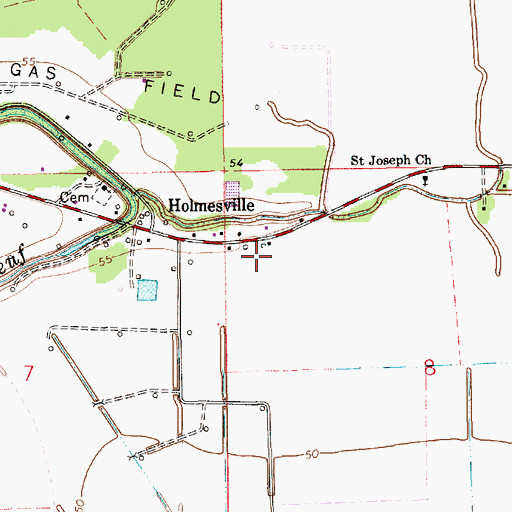 Topographic Map of Holmesville, LA
